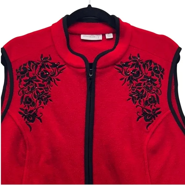 Susan Graver Fleece Vest‎ Red 2X - Image 2