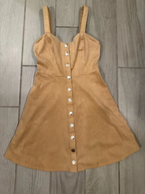 Forever 21 Camel Button-Front Suede Mini Dress - Image 2