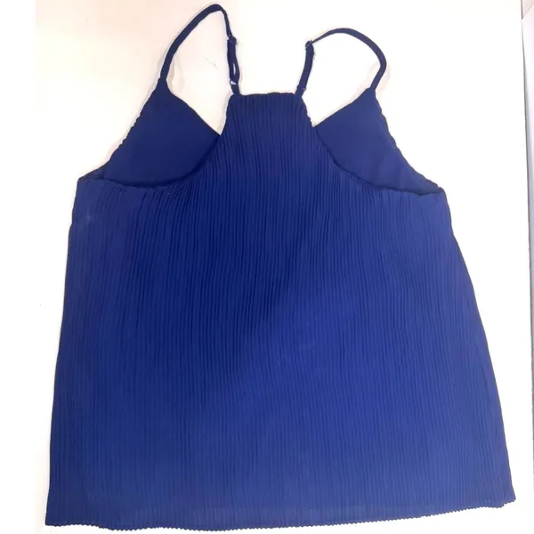 NEW Papermoon Stitch Fix Blue Pleated Cami Top Womens XSP Petite V Neck‎ Office - Image 2