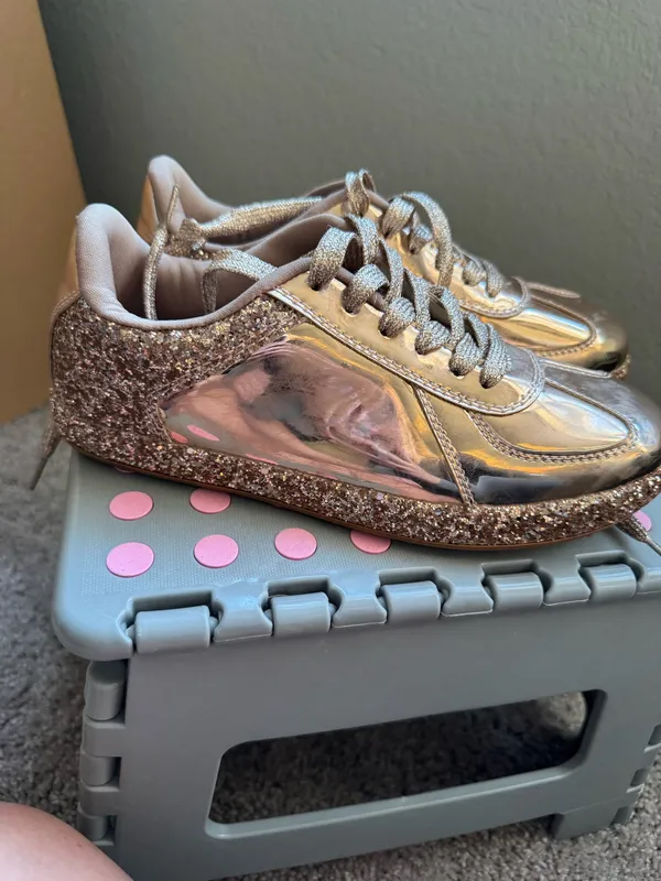 Qupid Mirrored Rose Gold Sparkly Sneakers size 7 - Image 2