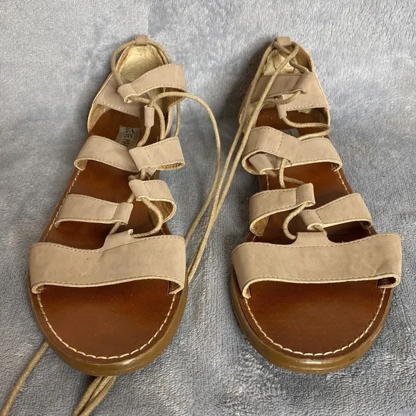 Steve Madden Gabriela Lace Up Gladiator Suede Sandal Taupe Size 7.5 - Image 3