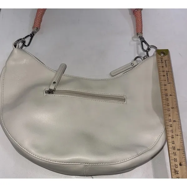 Anthropologie Urban Originals Boho White Luna Crossbody Slouchy Crescent Bag - Image 9