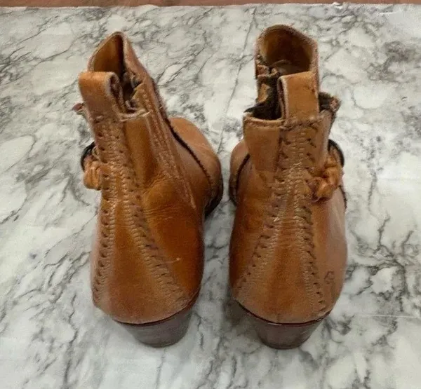 Vintage Father & Son Tan Brown Distressed Leather Old West Cowboy Boots Size 8 D - Image 6