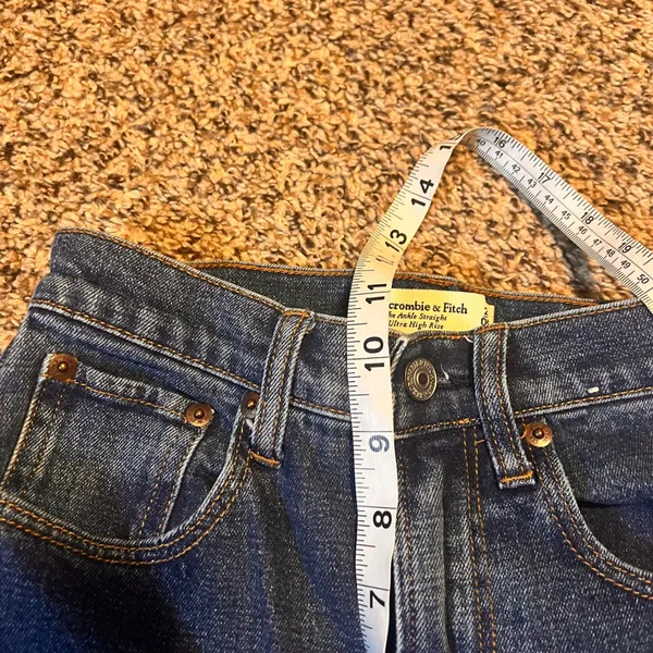 Abercrombie Fitch Ultra High Rise Ankle Straight Dark Wash‎ Denim Jeans Women - Image 5