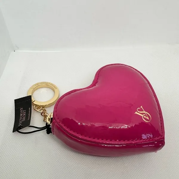NWT Victoria’s Secret Hot Pink Shine Heart Coin Pouch Keychain 💖 - Image 2