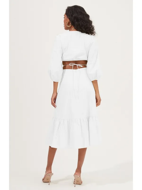 ASTR The Label Rosewood Cutout Waist Midi Dress Light Blue Size S NWT - Image 2