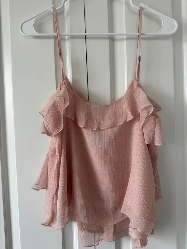 AE Ruffle Cami Tank Top American Eagle NWT Light Pink Medium - Image 4