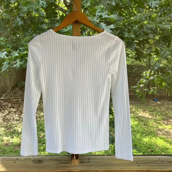 Gap Women's Long Sleeve Cinched Top Fresh White Size S. NEW! - Image 2