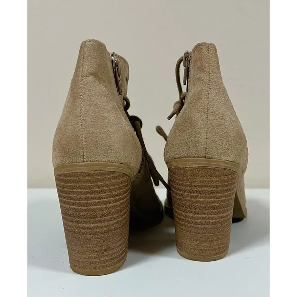 Beige Tan Suede Lace-Up Open-Toe Heels Pumps Sandals Shoes Size 9 🤎✨ - Image 6