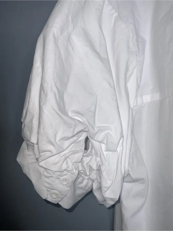 GeeGee White Cotton Button-Front Puff Sleeve Tunic Large - Image 5