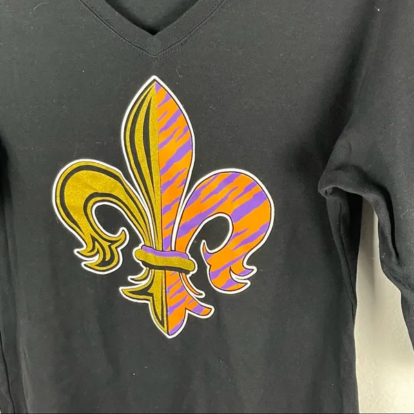 KAVIO Classic Black 3/4 Sleeves Saints LSU Fleur De Lis Top, Size XL Football - Image 7