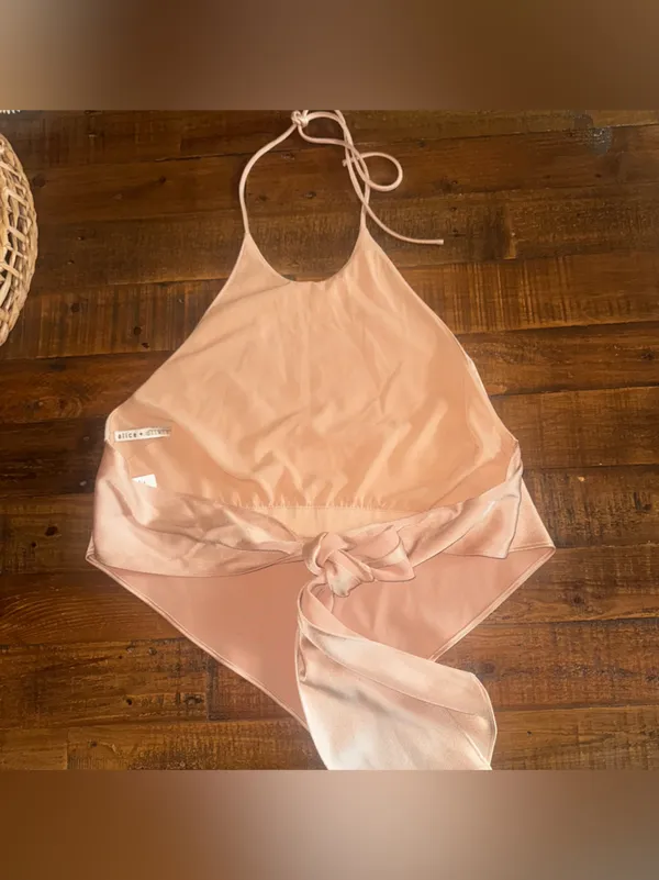 ALICE + OLIVIA‎ Frenchie Satin Halter Top - Image 3