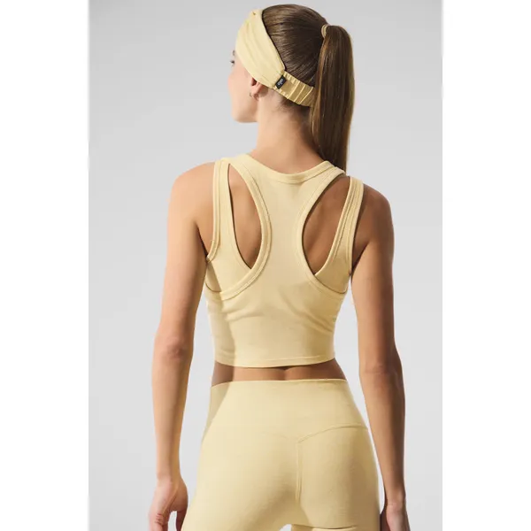 Alo Yoga Aspire Tank Warm Butter/White XS - Image 2