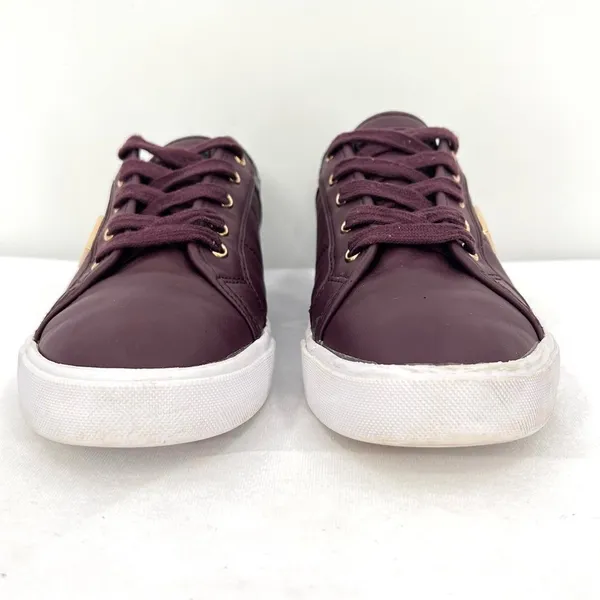 Guess Comly2 Burgundy Wine Red Quilted Lace Up Gold Logo Low Top Sneakers Size 8 - Image 3