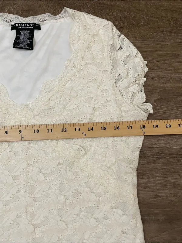 Rampage Lace Babydoll Blouse Top Size XL Cream Ivory Y2K Fairy Coquette Girly - Image 11