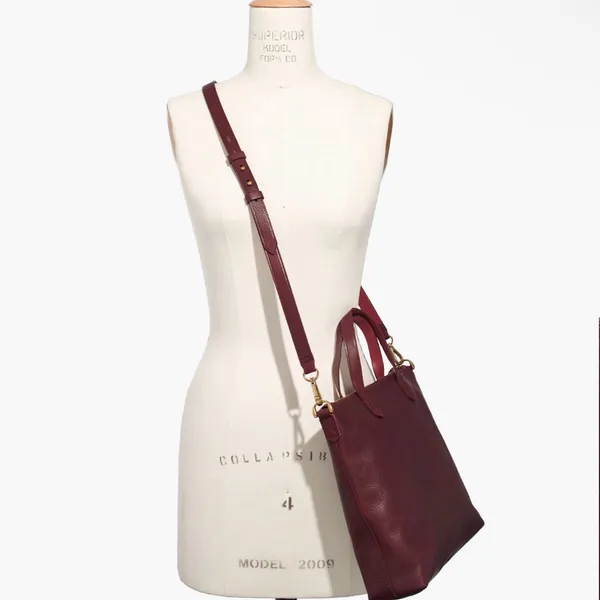 Madewell The Transport Crossbody in Dark Cabernet Leather Zip Closure Preppy - Image 3