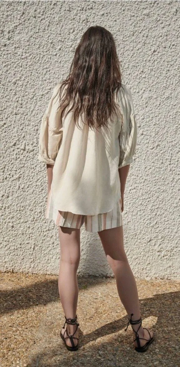 Zara Linen Blend Balloon Sleeve Top - Image 2