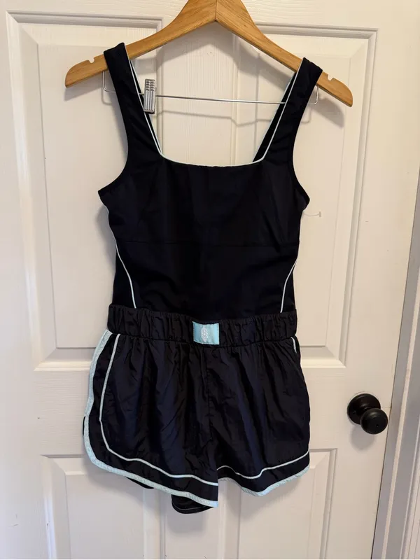 FP Movement Free People Varsity Blues Runsie Black Combo Size Medium - Image 2