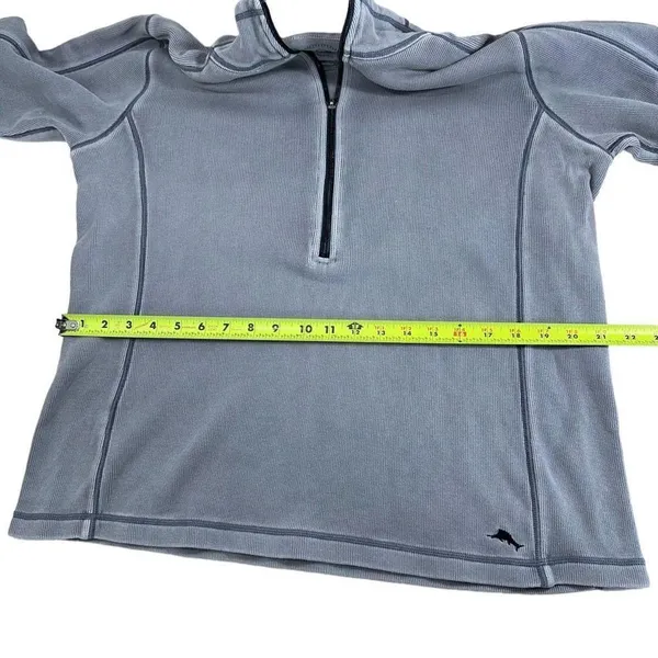 Tommy Bahama 100% Cotton Grey/Blue Half Zipup Sports Sweater Women’s Size M - Image 9