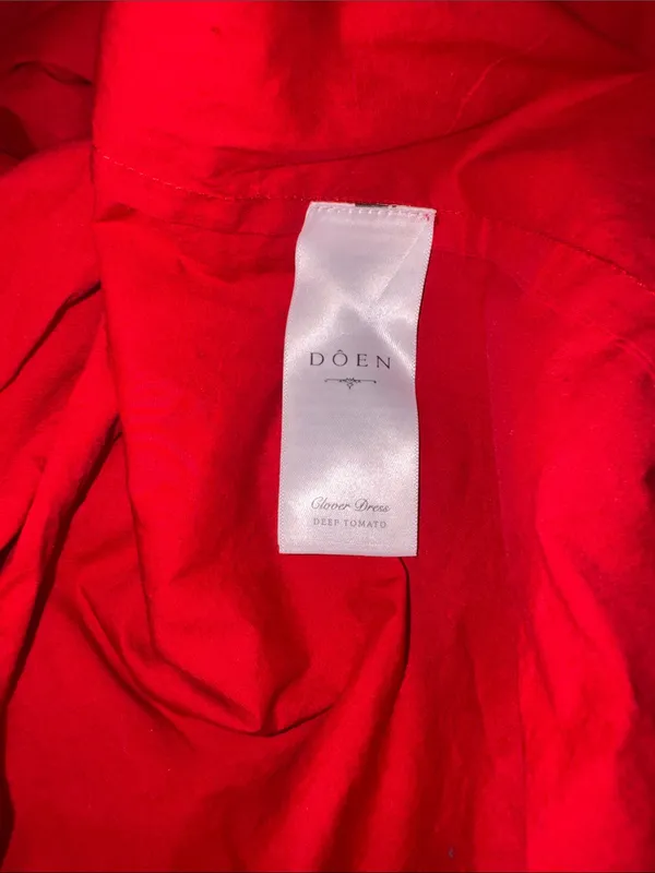 NEW DÔEN Clover organic Cotton Deep tomato Red Sleeveless Midi-Dress SZ M - Image 7