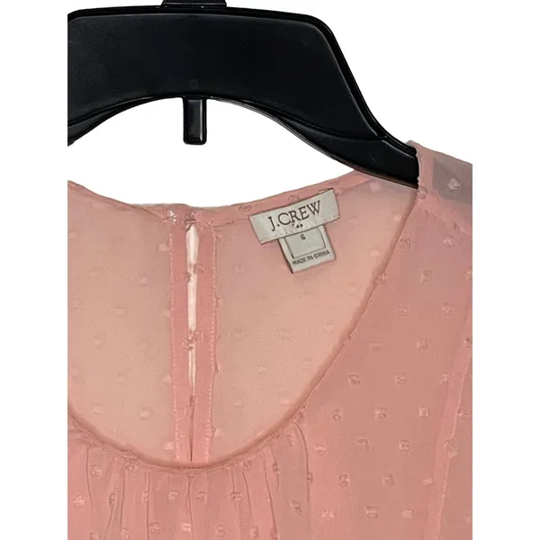 J.Crew Women's Tank Top Semi Sheer Polka Dot Peplum Lightweight Pink Size‎ 6 - Image 2