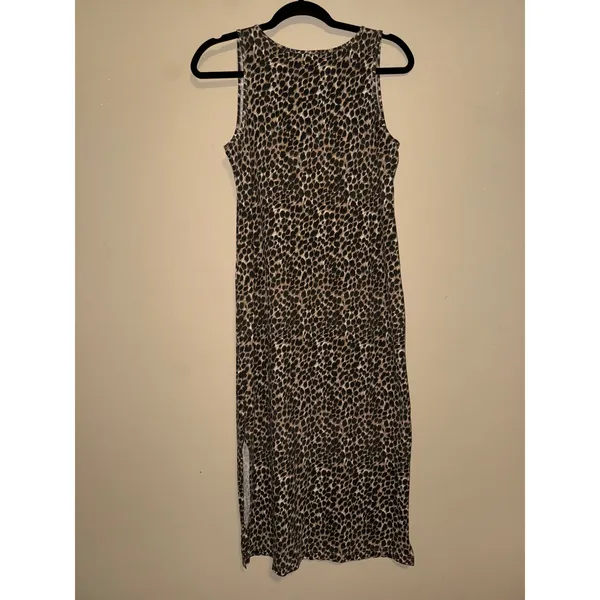 J.Crew Leopard Print Sleeveless Midi Tank Dress Scoop Neck Mob Wife Safari Chic - Image 5