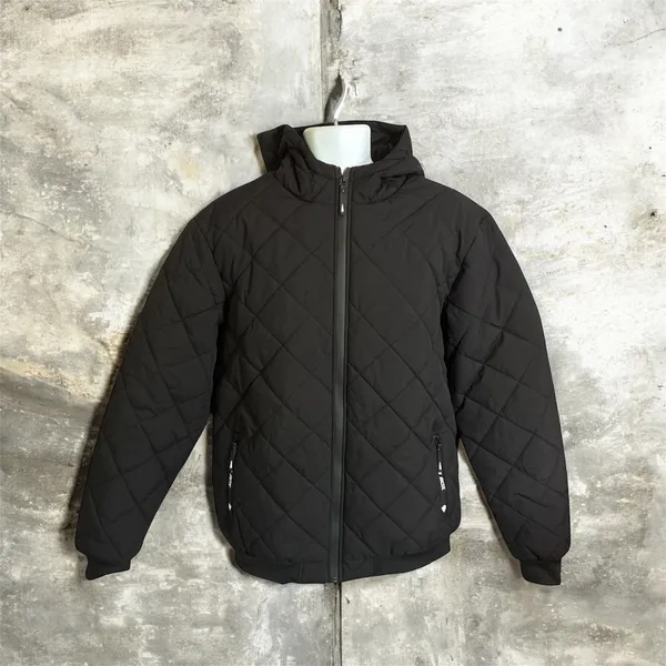 Mens Puffer Coat Jacket Size XLarge Fits Like Large Hooded Full Zip Lined Winter - Image 2