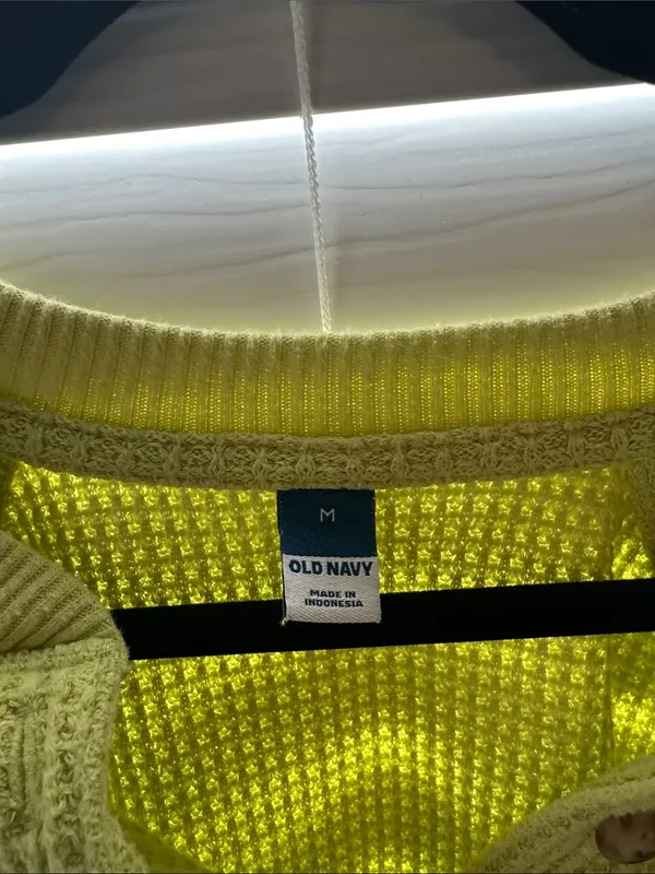 Old Navy Lime Green Henley Crew Sweater - Image 2