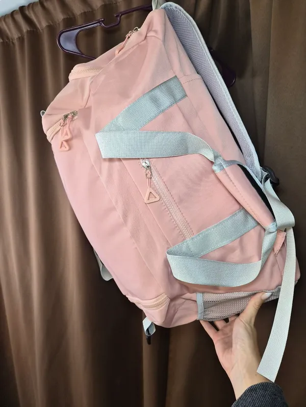 Colorblock Convertible Backpack Duffel Bag Travel Gym Bag Shoe Compartment - Image 11
