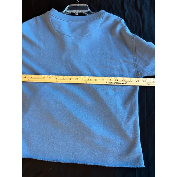 Aerie Lace Up V-Neck Sweatshirt Blue Raw Hem XXS Y2K - Image 10