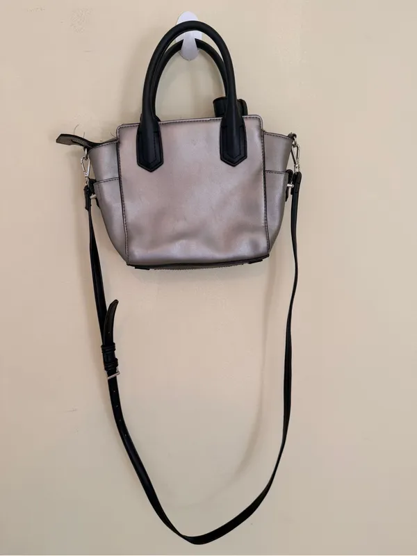 REED Atlantique Silver/Black Mini Handbag Purse with Detachable Crossbody Strap - Image 4