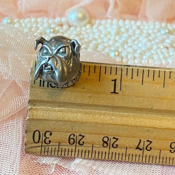 Vintage Bulldog Head Lapel Pin Pewter Dog Lovers Collectible Jewelry - Image 2