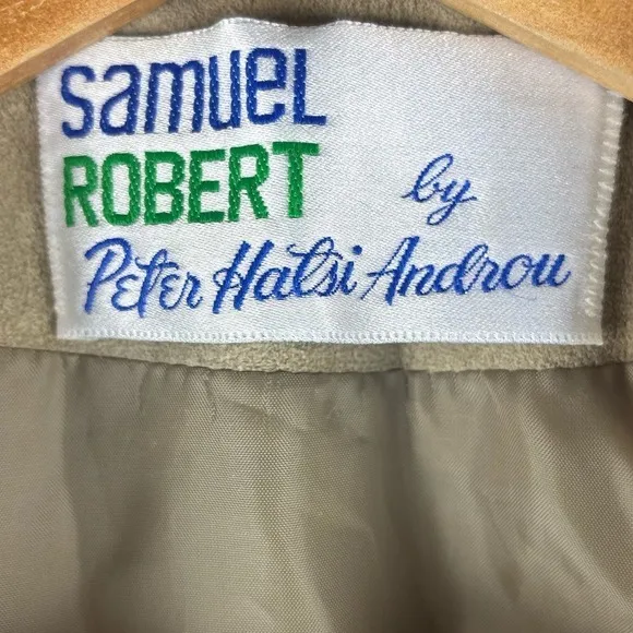 Vintage Samuel Robert by Peter Hatsi Androu Womens 6 Tan Suede‎ Button Up Blazer - Image 5