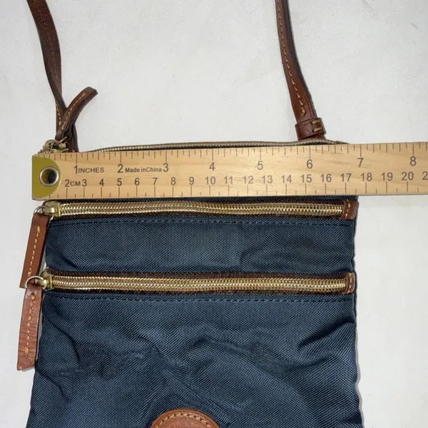 Dooney & Bourke Nylon‎ North South Triple Zip Crossbody Bag Purse Navy - Image 5
