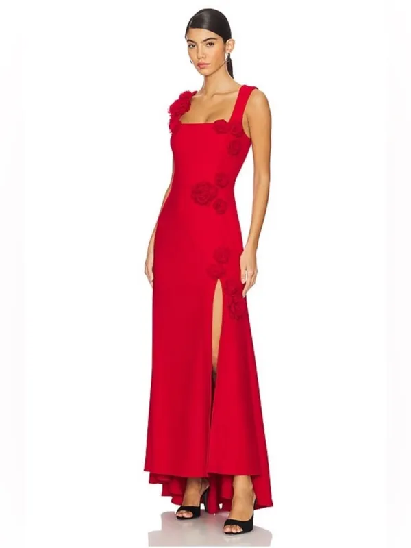 Elliatt Evanora Floral Gown in Red M - Image 5