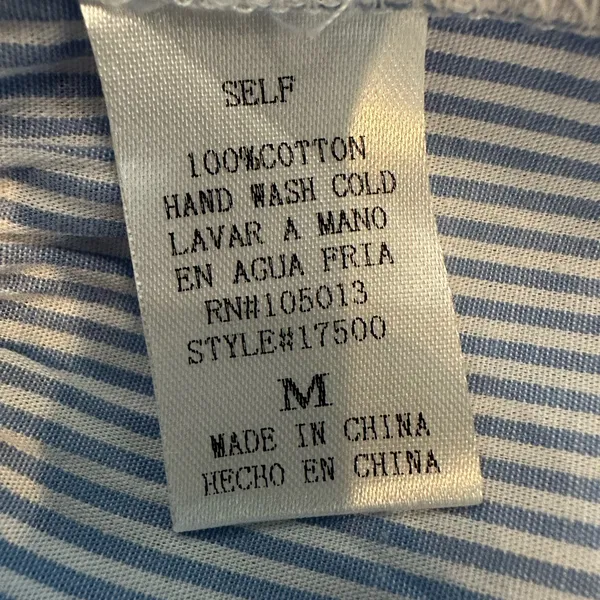 ANDREE BY UNIT Blue White Pinstripe Tiered Babydoll Top Size M (1122) - Image 12