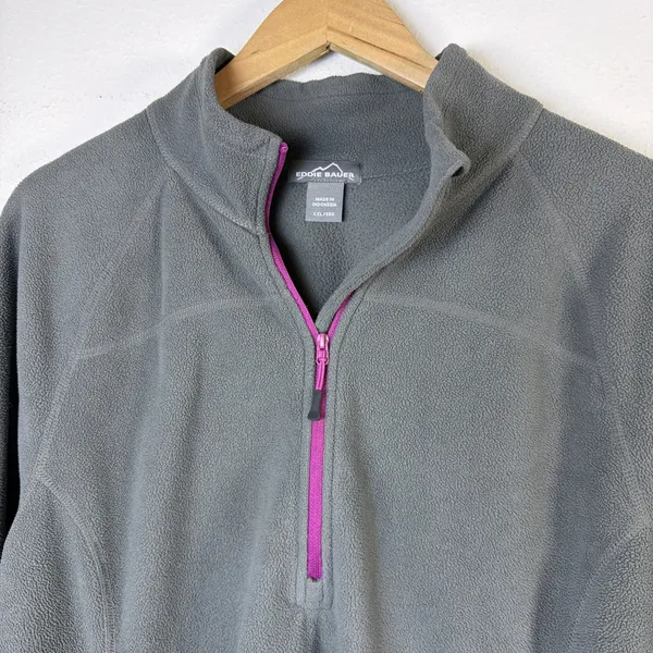 Eddie Bauer Womens XXL gray pink Half Zip Base layer Half Zip Pullover Sweater - Image 2