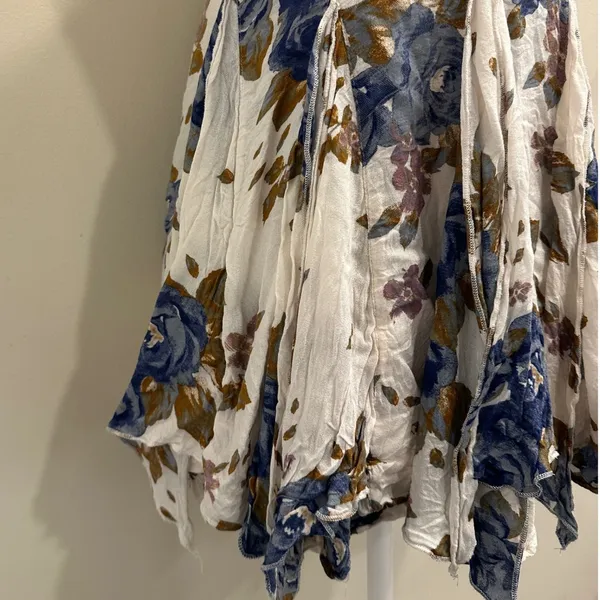 Free People‎ Alyson Floral Slip Dress Blue White Boho Mini Handkerchief Hem XS - Image 7
