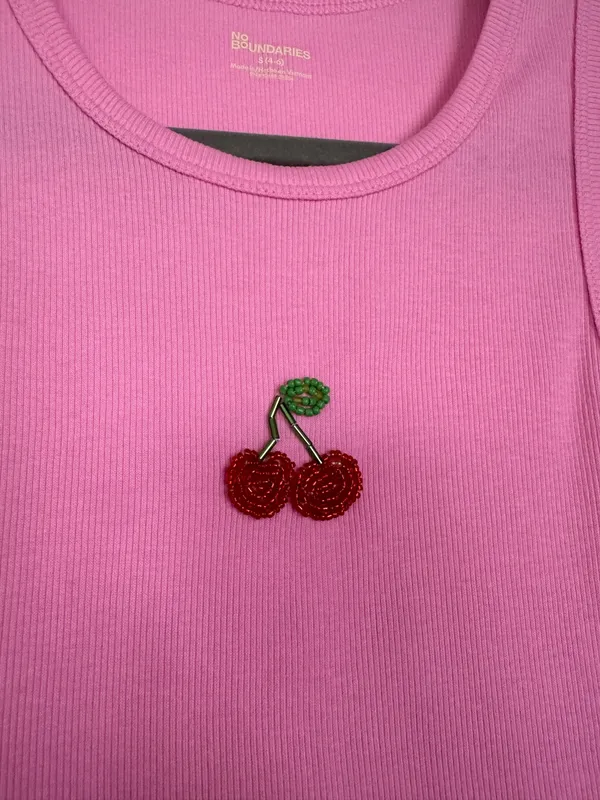 pink cherry beaded tank - Image 2