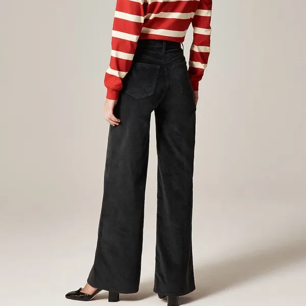 NWT J. Crew Wide Leg Trouser Pants Black Washed Velvet Soft Luxe Sz 26P Petite - Image 8