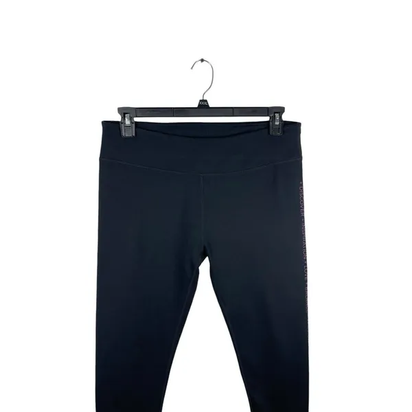 Fablectics Cropped Inspirational Wording Black Leggings XL - Image 4