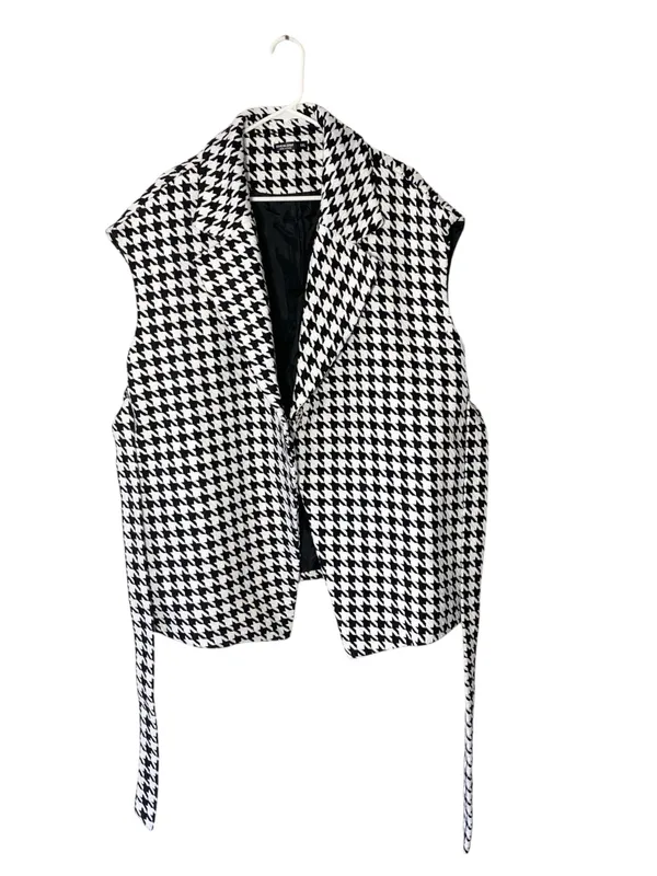 SHEIN Houndstooth Belted Sleeveless Jacket - Image 4