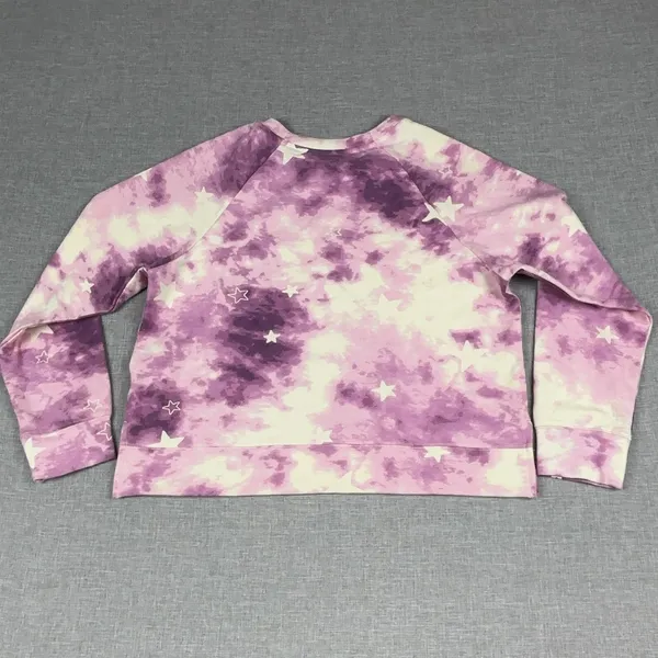 Wildfox Sweatshirt Womens Medium Pink Star Tie Dye Crewneck Fleece Pullover - Image 7