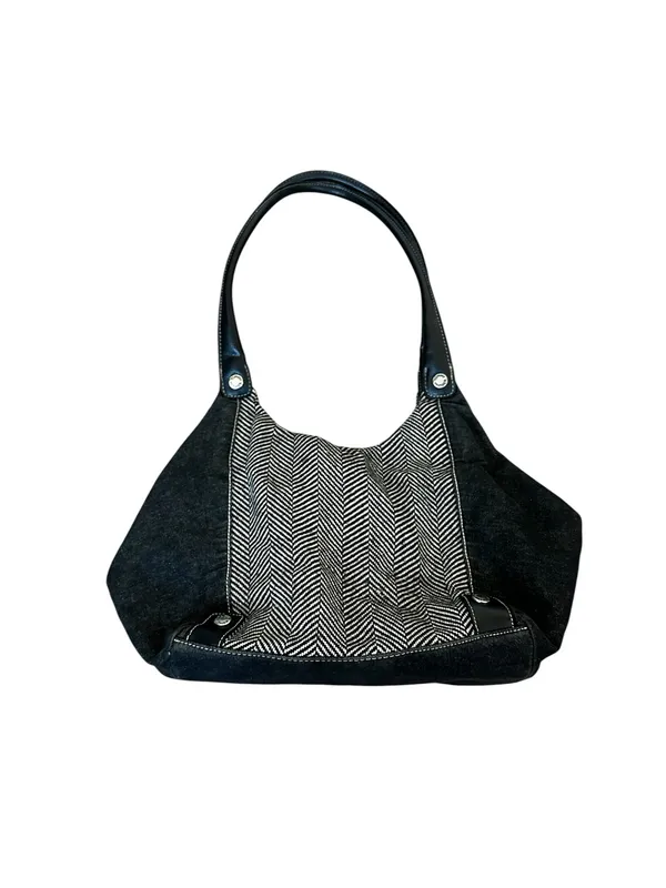 Vintage Tommy Hilfiger Black Denim Herringbone Shoulder Bag Y2K Preppy Boho - Image 9