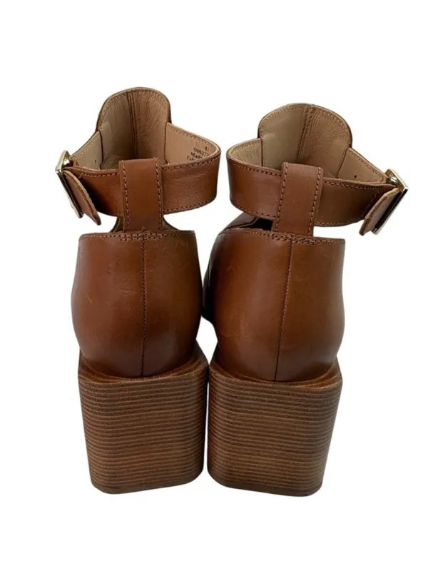 *Free People Brady Buckle Shoe Boot Womens Size 41 Cognac Brown Leather Buckle - Image 5