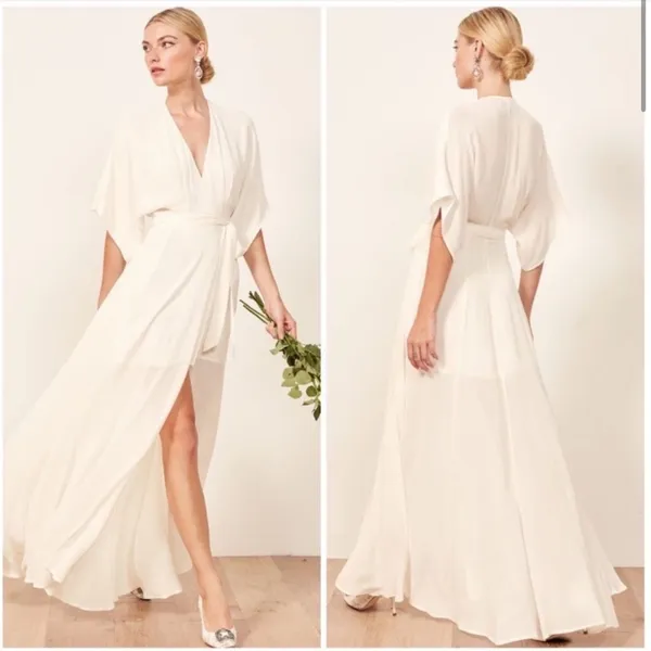 Reformation‎ Winslow Wrap Dress White Ivory Size S - Image 2