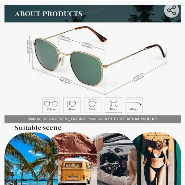 Sunglasses 3 in package like listed . Trendy metal frame hexagon uv prot… - Image 4