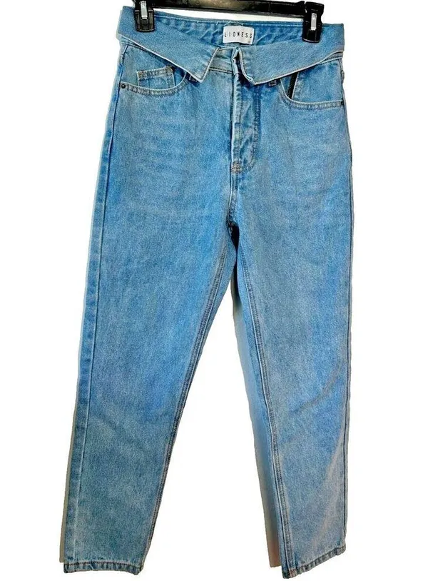 Lioness Women's High Waist Foldover 90's Mom Jeans Size XS Size 2 - Image 2
