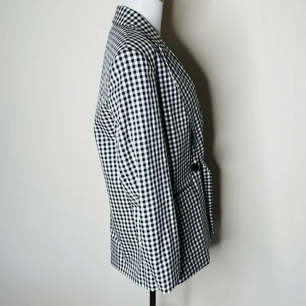 Zara Black and White Gingham Blazer with Shoulder Pads - Image 4