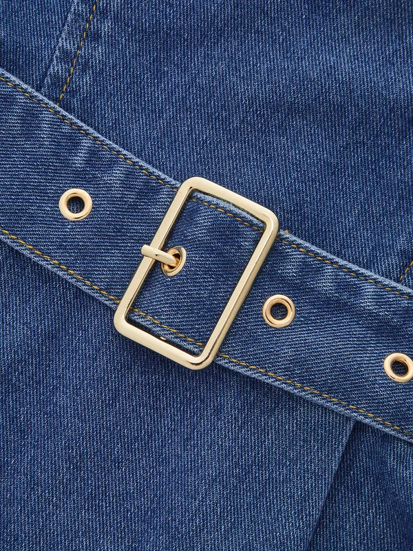 Commence Blue Denim Sweetheart Mini Dress with Belt XS NEW - Image 6